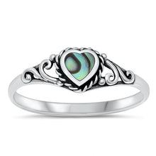 Load image into Gallery viewer, Sterling Silver Heart Abalone CZ Ring