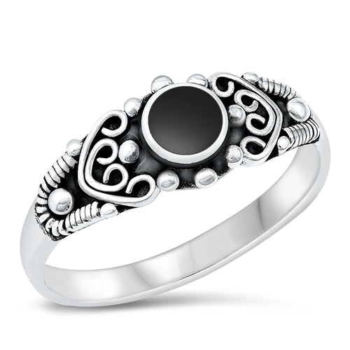 Sterling Silver Oxidized Black Onyx Ring-15mm