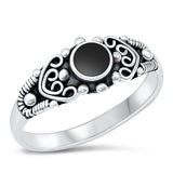 Sterling Silver Oxidized Black Onyx Ring-15mm