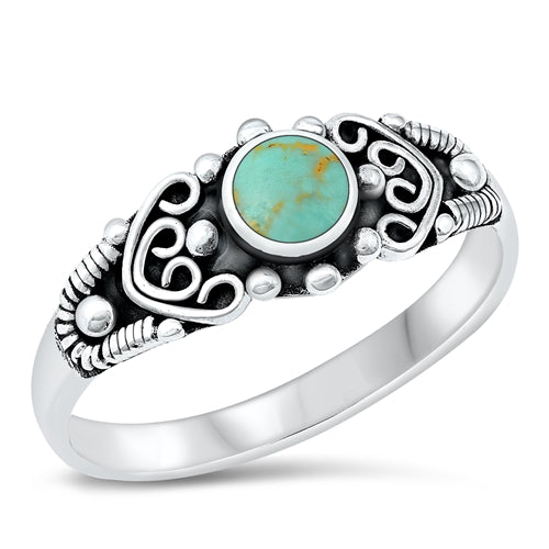 Sterling Silver Oxidized Genuine Turquoise Ring-15mm