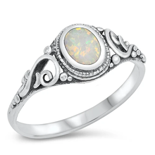 Load image into Gallery viewer, Sterling Silver Oxidized White Opal Oval Ring