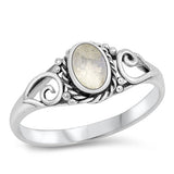 Sterling Silver Oxidized Oval Moonstone Stone Ring