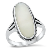 Sterling Silver Oxidized Mother Of Pearl Oval Ring