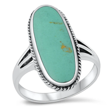 Load image into Gallery viewer, Sterling Silver Simulated Turquoise Oval Ring