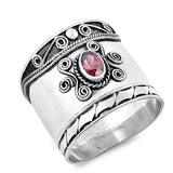 Sterling Silver Stabilized Garnet CZ Ring