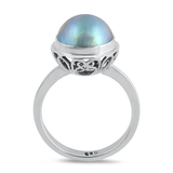 Sterling Silver 14mm Round Mabe Pearl Ring