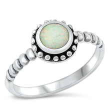 Load image into Gallery viewer, Sterling Silver Round White Lab Opal Ring
