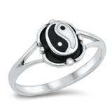 Sterling Silver Yin Yang Stone Oval Ring