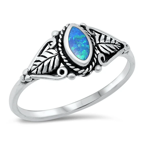 Sterling Silver Blue Lab Opal Ring