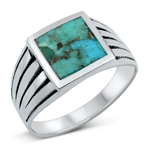 Sterling Silver Genuine Turquoise Stone Ring