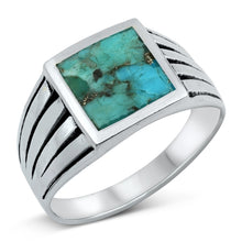 Load image into Gallery viewer, Sterling Silver Genuine Turquoise Stone Ring
