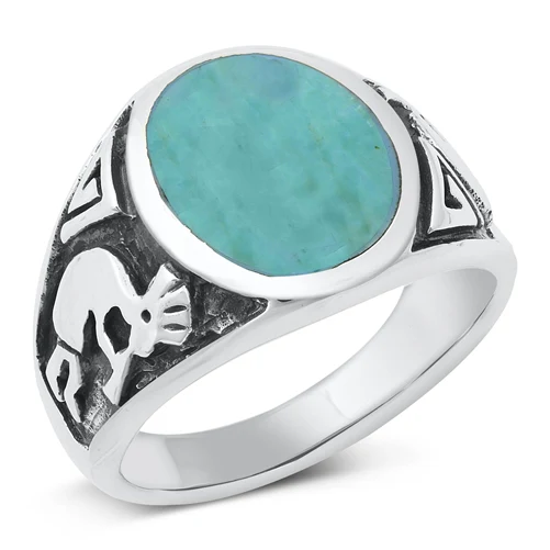 Sterling Silver Simulated Turquoise Stone Ring