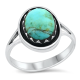 Sterling Silver Oval Turquoise Bali Style Ring