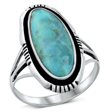 Load image into Gallery viewer, Sterling Silver Oval Turquoise Stone Ring