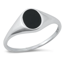 Load image into Gallery viewer, Sterling Silver Signet Black Onyx Stone Ring