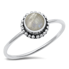 Load image into Gallery viewer, Sterling Silver Oxidized Moonstone Bali Style Ring