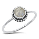 Sterling Silver Oxidized Moonstone Bali Style Ring