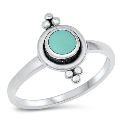 Sterling Silver Circles Turquoise Stone Ring