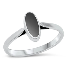 Load image into Gallery viewer, Sterling Silver Oxidized Oval Black Agate Stone Ring