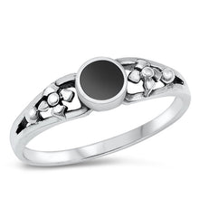 Load image into Gallery viewer, Sterling Silver Oxidized Black Agate Ring-4.9mm