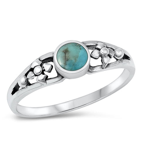 Sterling Silver Oxidized Genuine Turquoise Ring-4.9mm