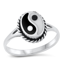 Load image into Gallery viewer, Sterling Silver Oxidized Oval Yin Yang Stone Ring