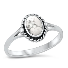 Load image into Gallery viewer, Sterling Silver Oxidized White Buffalo Turquoise Stone Ring