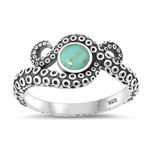 Load image into Gallery viewer, Sterling Silver Oxidized Tentacles Genuine Turquoise Stone Ring
