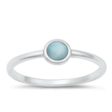 Load image into Gallery viewer, Sterling Silver Oxidized Round Genuine Larimar Stone Ring