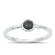 Load image into Gallery viewer, Sterling Silver Oxidized Round Black Agate Stone Ring