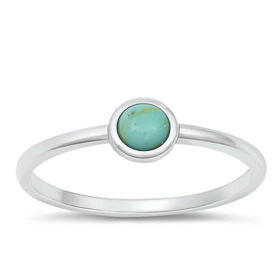 Sterling Silver Round Turquoise Stone Ring