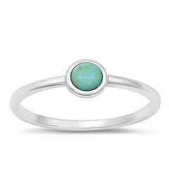 Sterling Silver Round Turquoise Stone Ring