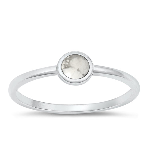 Sterling Silver Polished White Buffalo Turquoise Ring-4.2mm