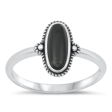 Load image into Gallery viewer, Sterling Silver Oxidized Black Onyx Stone Ring