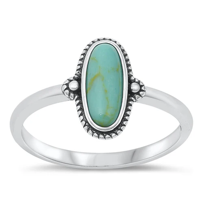 Sterling Silver Simulated Turquoise Stone Ring