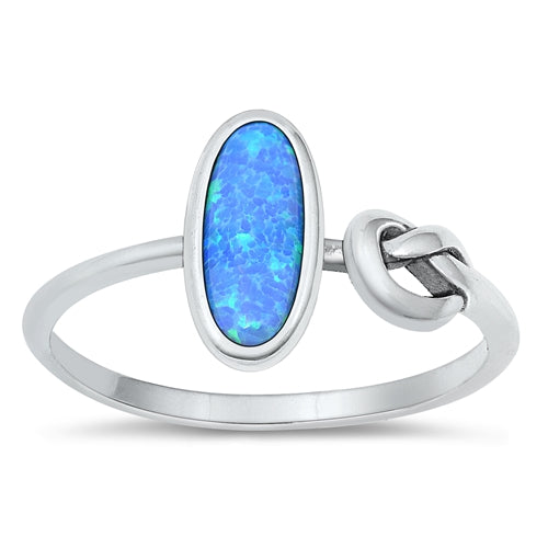 Sterling Silver Knot Blue Lab Opal Ring