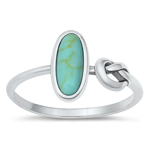Sterling Silver Knot Simulated Turquoise Stone Ring