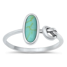 Load image into Gallery viewer, Sterling Silver Knot Simulated Turquoise Stone Ring
