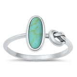 Sterling Silver Knot Simulated Turquoise Stone Ring