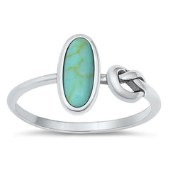 Sterling Silver Knot Simulated Turquoise Stone Ring