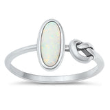 Sterling Silver Knot White Lab Opal Ring