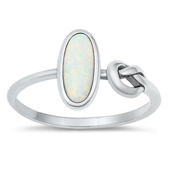 Sterling Silver Knot White Lab Opal Ring