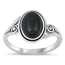 Load image into Gallery viewer, Sterling Silver Oxidized Black Agate Ring-12.3mm