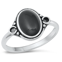 Load image into Gallery viewer, Sterling Silver Oxidized Oval Black Onyx Ring
