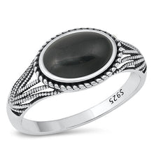 Load image into Gallery viewer, Sterling Silver Oxidized Simulated Black Onyx Stone Ring