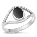 Sterling Silver Oxidized Black Agate Stone Ring