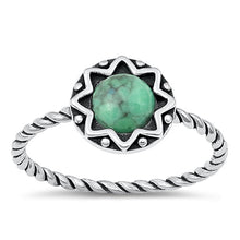 Load image into Gallery viewer, Sterling Silver Oxidized Round Star Genuine Turquoise Ring