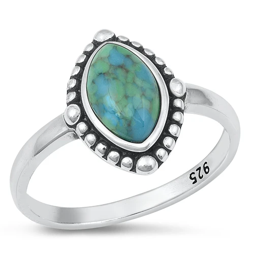 Sterling Silver Oxidized Genuine Turquoise Stone Ring