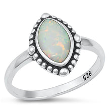 Load image into Gallery viewer, Sterling Silver Oxidized 14.6mm White Lab Opal Ring