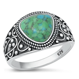 Sterling Silver Oxidized Triangle Genuine Turquoise Stone Ring